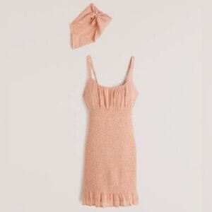 MATCHING SET: Abercrombie & Fitch Smocked Mini Dress with Matching Head Scarf